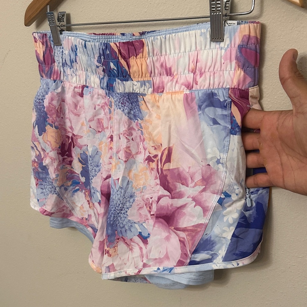 Floral Running Shorts with Built-In Liner - Pink & Blue - Picture 4 of 7